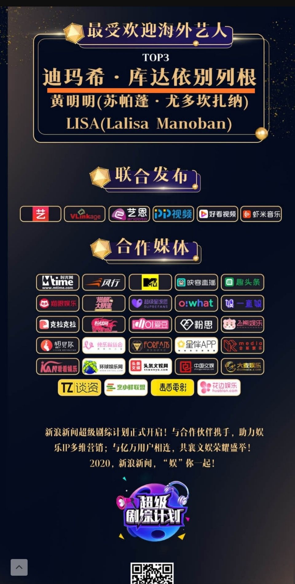 Димаш признан лучшим зарубежным артистом в рейтинге «Leading 2020 Sina Entertainment festival»