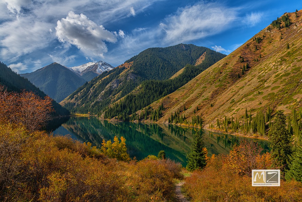 lake Kazakhstan mountains autumn 