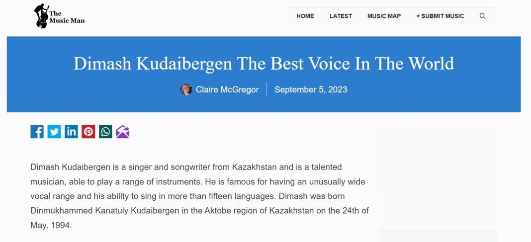 One of the most famous music publications in the UK named Dimash the Best Voice in the World