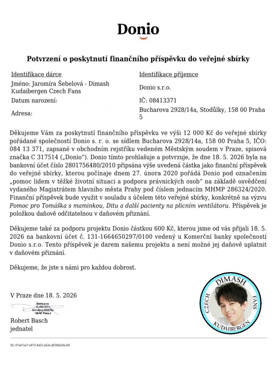 Czech Fans of Dimash Organize a Charity Fundraiser for a Child with Disabilities